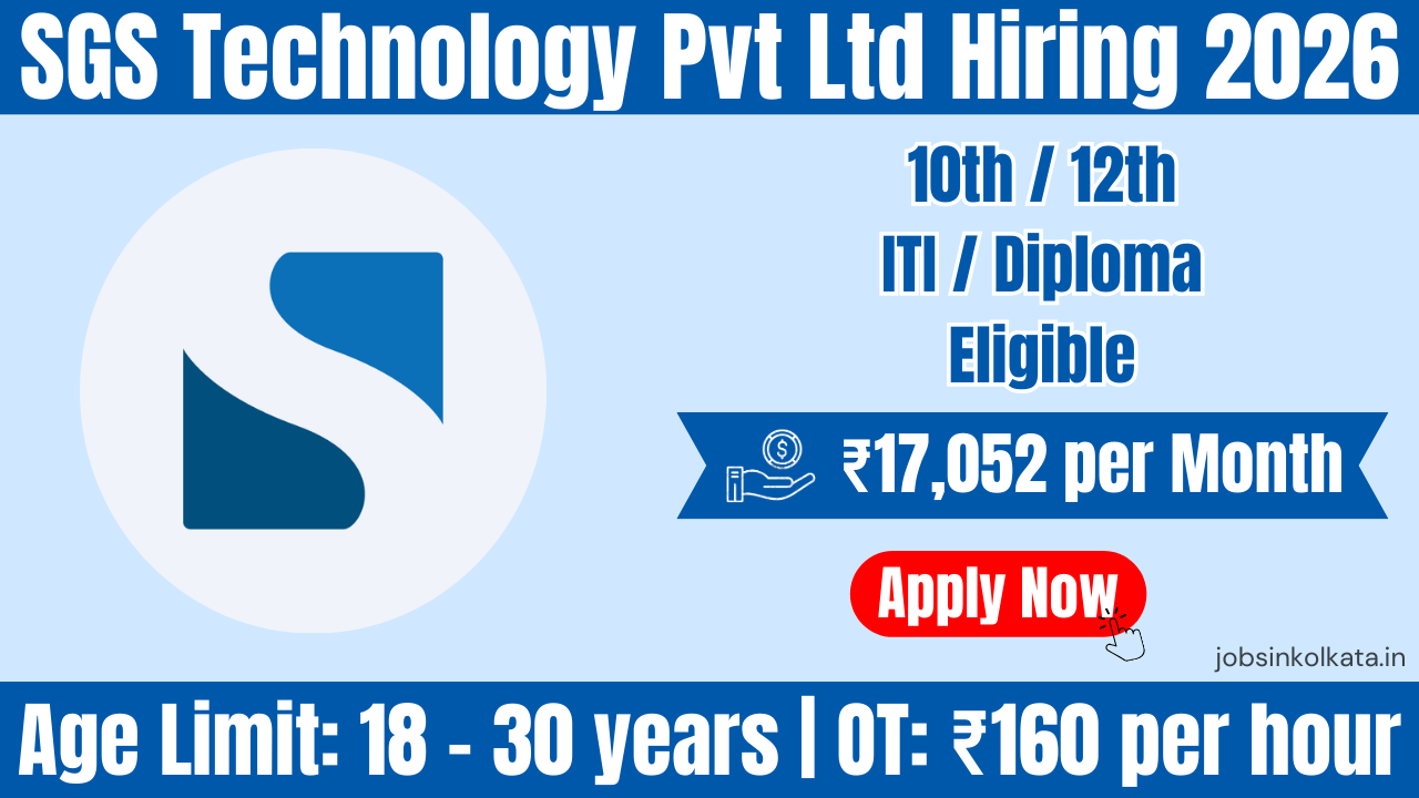 SGS Technology Pvt Ltd Bommasandra Hiring 2026 | Salary ₹17,052 + OT ₹160/Hr | Free Food & Weekend Off