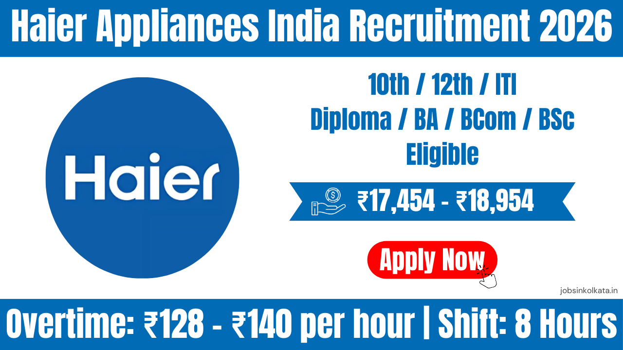Haier Appliances India Recruitment 2026 | Salary up to ₹18,954