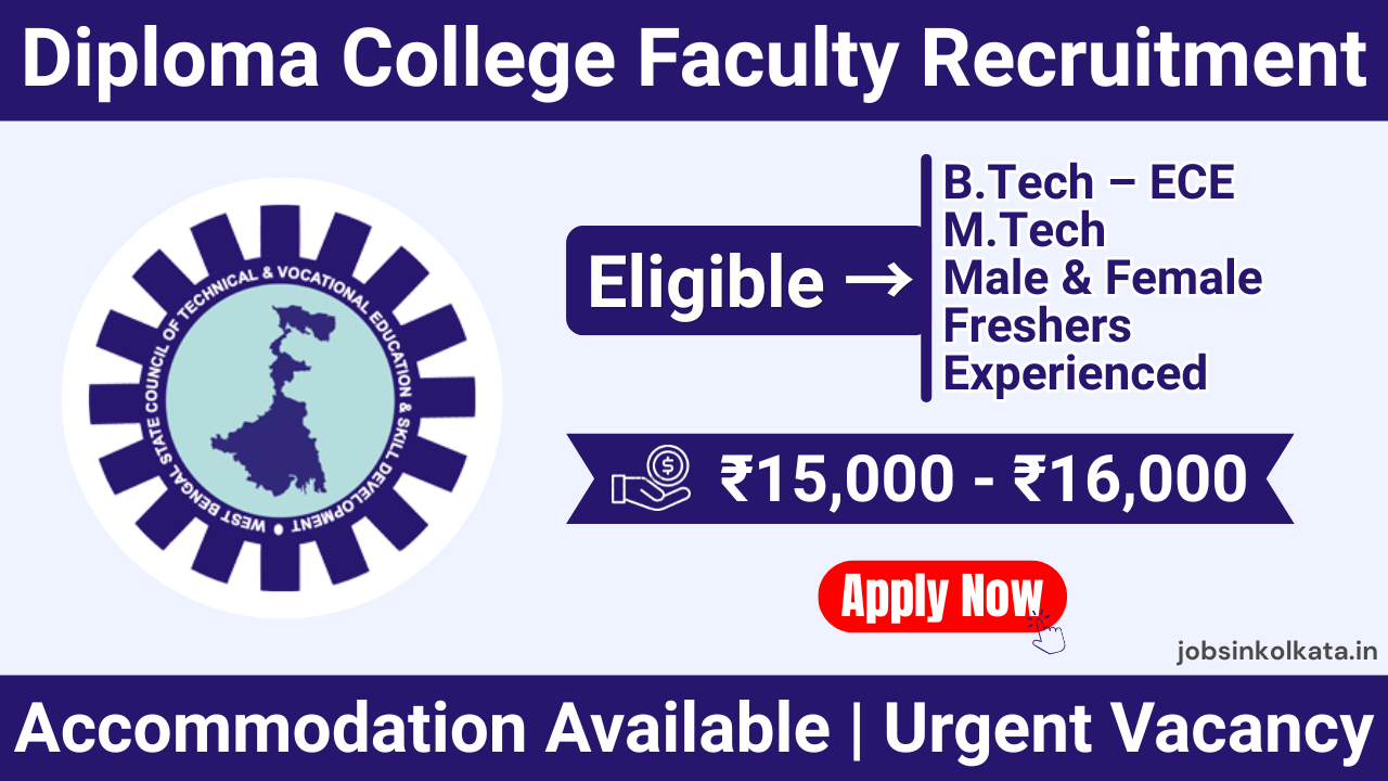 Diploma College Faculty Recruitment 2026 – B.Tech ECE & M.Tech Teacher Jobs in Guskara