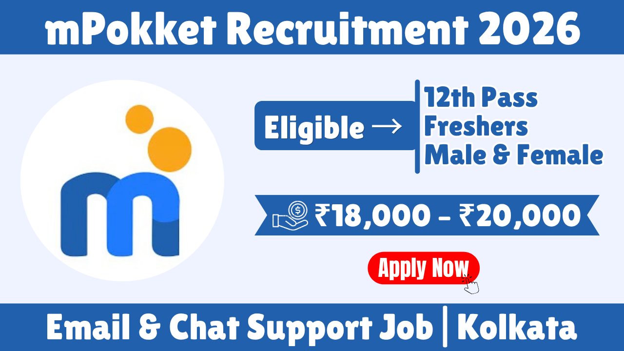 mPokket Recruitment 2026 | Email & Chat Support Jobs | 12th Pass Eligible | ₹18,000–₹20,000 CTC Salary Banner