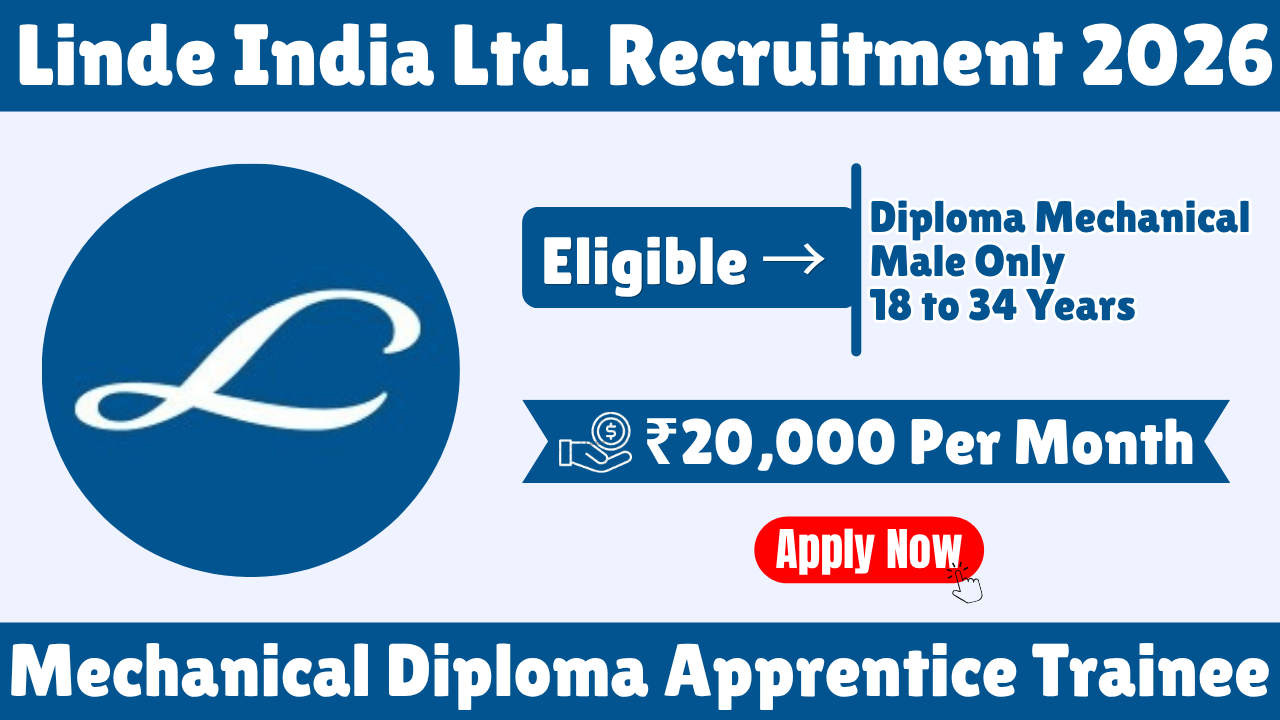 Linde India Ltd. Recruitment – Mechanical Diploma Apprentice Trainee | ₹20,000 Monthly Stipend + Insurance | NATS Apprenticeship | Jamshedpur, Jharkhand Banner
