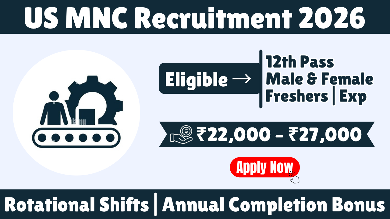 US MNC Recruitment 2026 in Chakan, Pune | 12th Pass Jobs for Male & Female | Learn & Earn Scheme | Stipend Up to ₹27,000 Banner