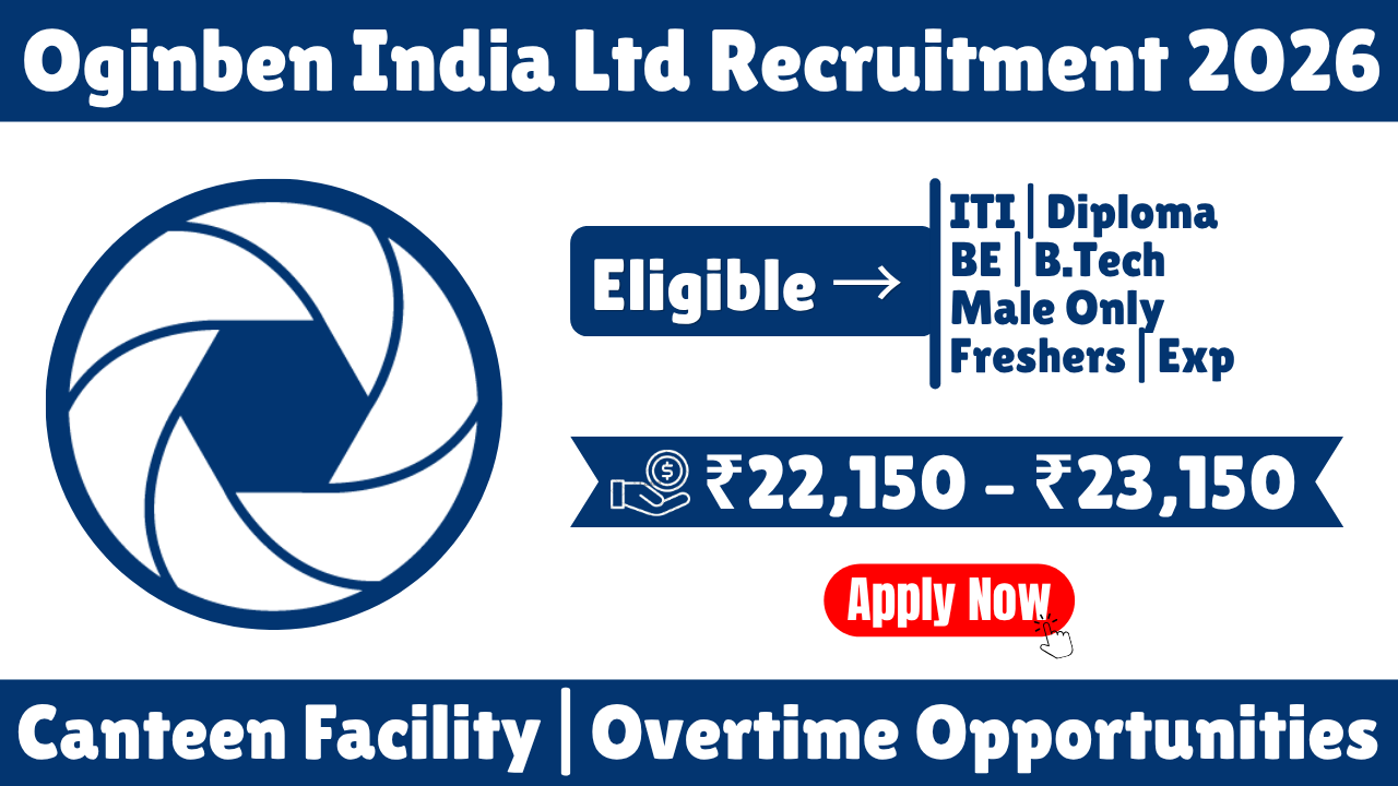 Oginben India Ltd Recruitment 2026 – ITI, Diploma & BE Mechanical Jobs in Talegaon | Salary Up to ₹23,150 | NAPS Hiring Banner
