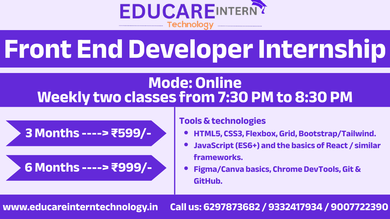 Front End Developer Internship